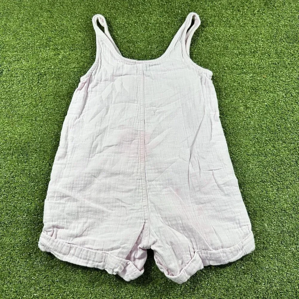Old Navy Girls Sleeveless Double-Weave Pocket Romper Pink Size S (6-7)